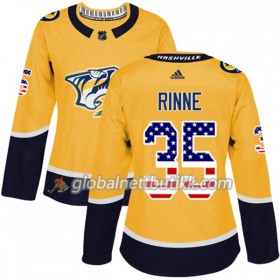 Nashville Predators Hockeydrakt Pekka Rinne 35 2017-2018 USA Flag Fashion Golden Adidas Authentic - Dame